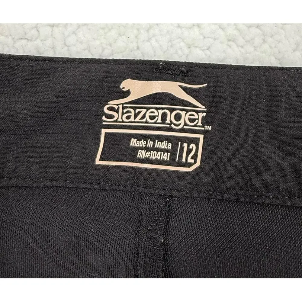 Slazenger Black Belt Loops Front Button Closure Pocket Aline Skirt Skort Size 12
